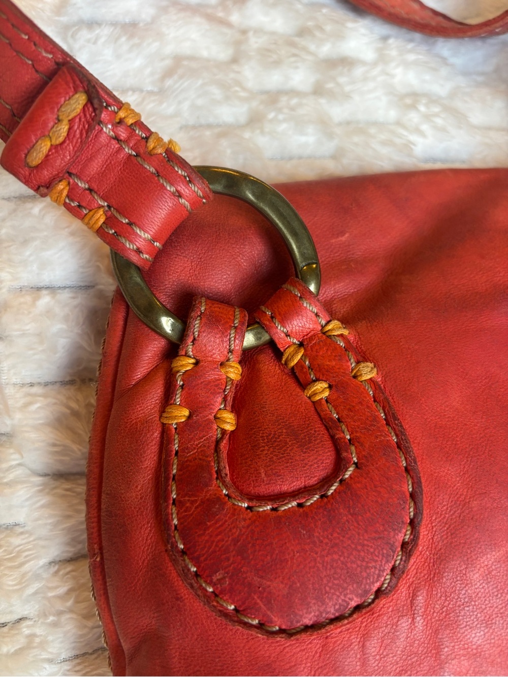 49 SQM soft, rusty, orange goat skin, BoHo Crossbody adjustable strap - Picture 5 of 10